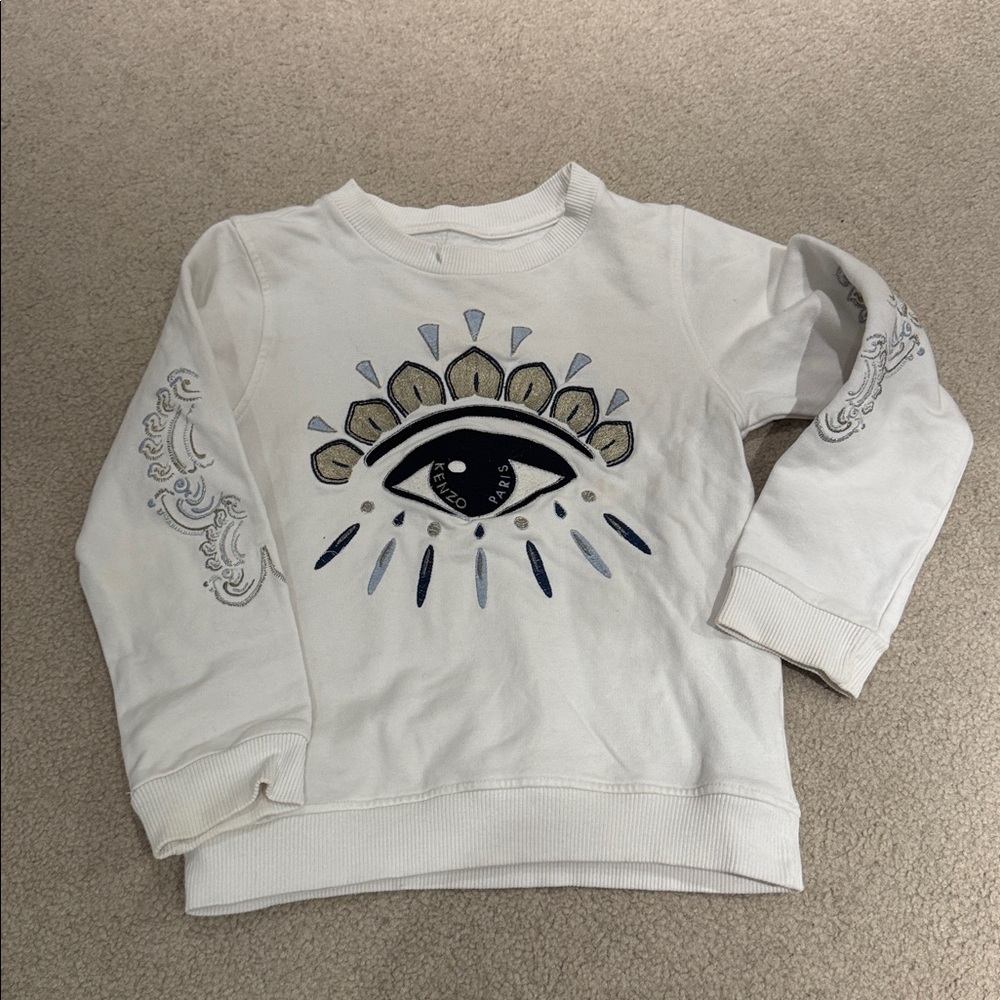 Kenzo White Sweatshirt with Eye Design girl shirt long sleeve